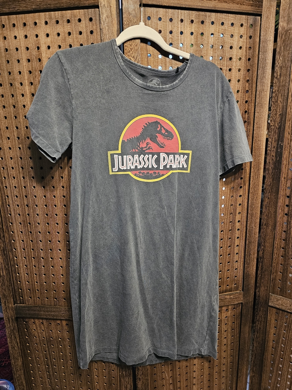 Jurassic Park Graphic Tee Shirt Dress - Heather Grey